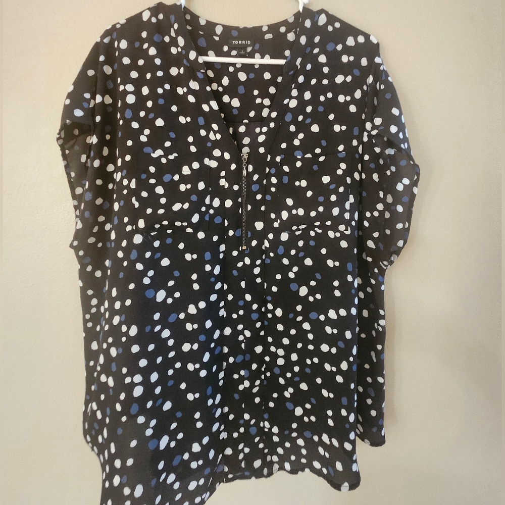 Torrid Black Polka Dot Blouse
